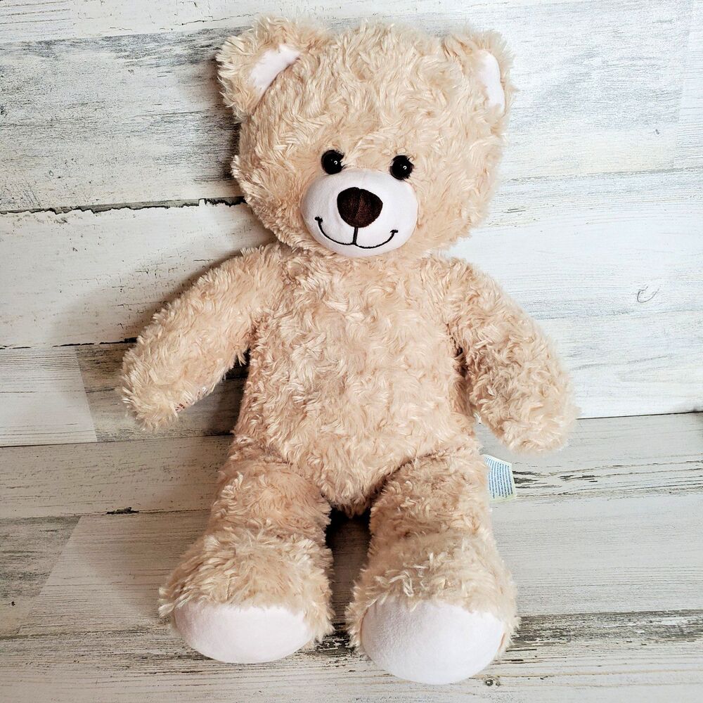Build A Bear BAB Tan Curly Fur Unisex Teddy Bear 16" Plush Stuffed Animal CLEAN!